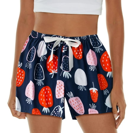 

Womens Pajama Shorts Soft Sleep Shorts Lightweight Printed Bow Elastic Waist Lounge Pj Bottoms