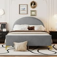 thumbnail image 2 of THOWDEE Full Size Upholstered Platform Bed with Classic Semi-circle Shaped Headboard, Wooden Bed Frame with Mental Legs, 79.5"L x 56.7"W x 44.3"H 220 lbs Load, Gray, 2 of 9