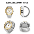 thumbnail image 7 of Jessica Simpson Women’s Silver Ring Watch, Octagon Bezel, Quartz Analog Movement, Adjustable Stretch Band, 7 of 7