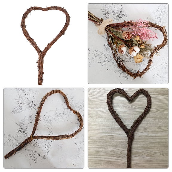 RENACLIPY Natural Grapevine Heart Shaped Wreath for Valentine's Day Wedding Decor, 1 Piece Rustic Floral Door Hanging
