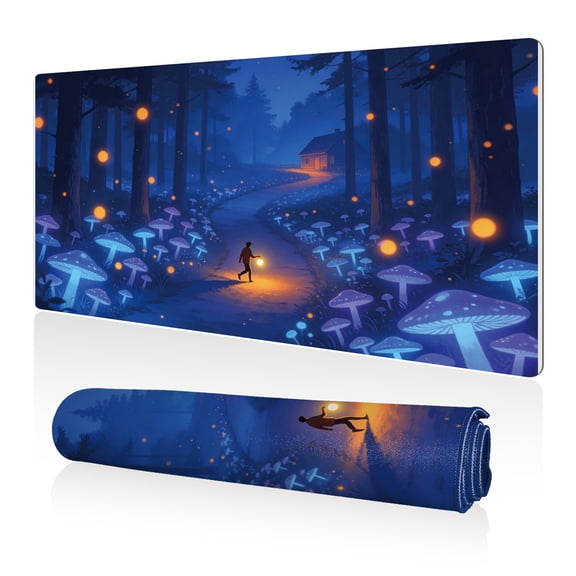 LIVEKEY Mouse Pad 80x40cm Extra Large Non Slip Stitched Durable Easy Clean Fantasy Forest Mushroom Path for Gaming Office