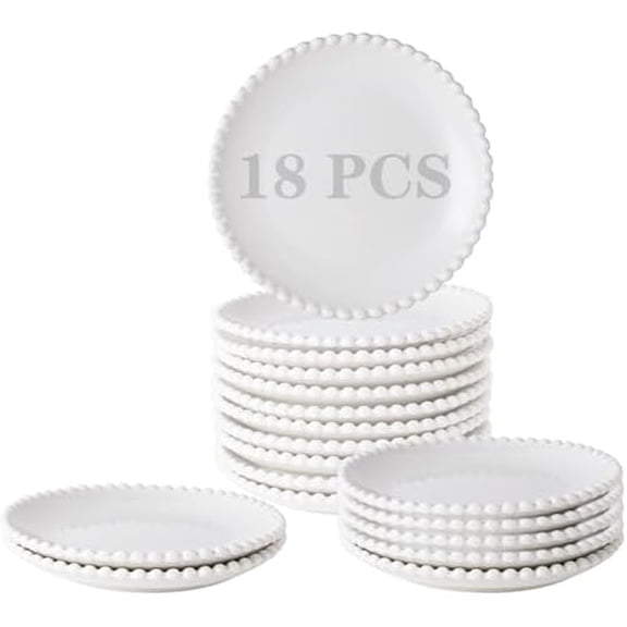5.5 Inch Small Ceramic Dessert Plates Set of 18, Small Appetizer Plates, Porcelain Round Shaped Mini White Plate, for Cake Waffles Snacks Side Dish, Oven Microwave Dishwasher Safe