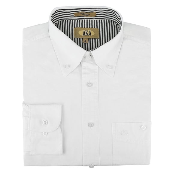 AKA Men's 1702 Long Sleeve Button Down Dress Shirt - White - S