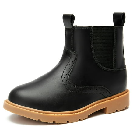 

DADAWEN Boy s Ankle Boots Side Zipper Waterproof Chelsea Boots Black 4.5 M Big Kid