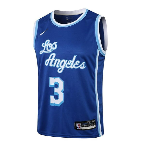 L033 Nba Lakers Col Rond Couleur Bleu No.3 S 2XL Maillot Sans Manches Maillot Adulte Ensemble Uniforme de Basket Ball Walmart
