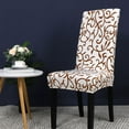 thumbnail image 2 of PiccoCasa Stretch Spandex Dining Chair Slipcovers Floral Seat Cover, White and Coffee Color, 2 of 6