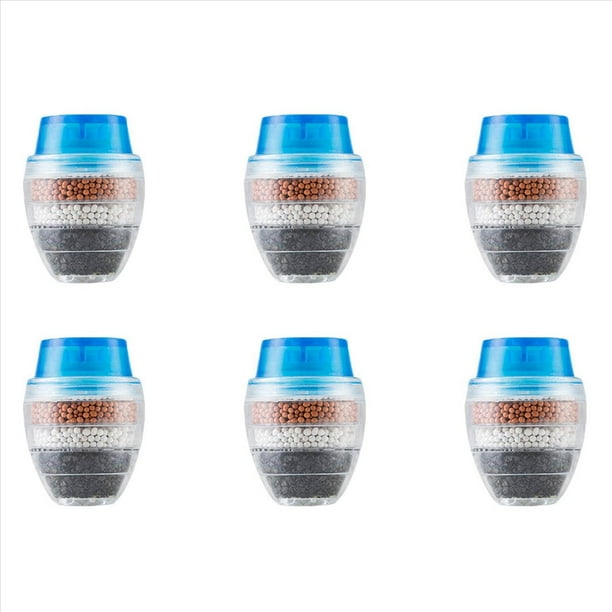 6X Filtro de Grifo de CarbóN Activado Boquilla de Grifo Filtro de Agua Grifo de Cocina Purificador de Filtro de 5 para Uso DoméStico (Azul)