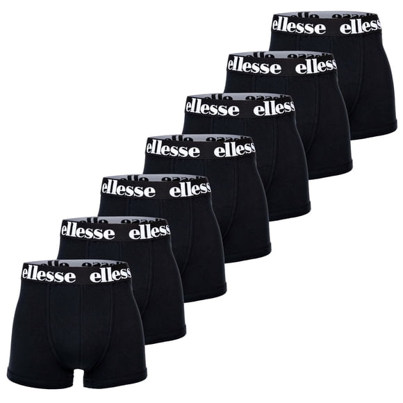 ellesse Calzoncillos para Hombre, Paquete de 7 - Yema Calzoncillos de 7 paquetes, Logo, Algodón Stretch Negro XL (X-Large)