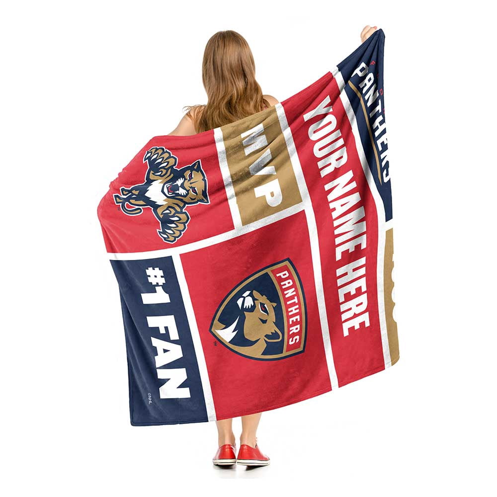 Florida Panthers NHL Colorblock Personalized Silk Touch Throw Blanket, 50" X 60"