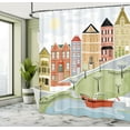 thumbnail image 5 of Ambesonne Cartoon Shower Curtain, Quaint Village Street, 69"Wx70"L, Green Teal, 5 of 5