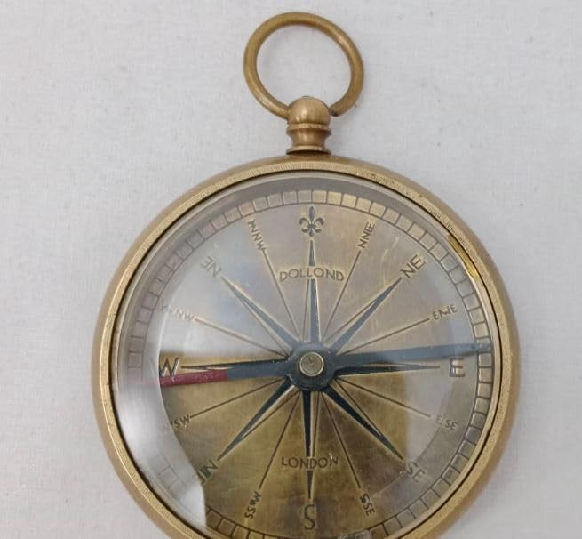 Maritime treasures Vintage Brass Pocket Compass Antique Style Nautical Navigation Compass for Hiking, Travel, Decor & Gift