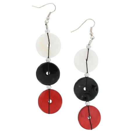 - Red Black White Mother Of Pearl Circle Disc 3 3/4