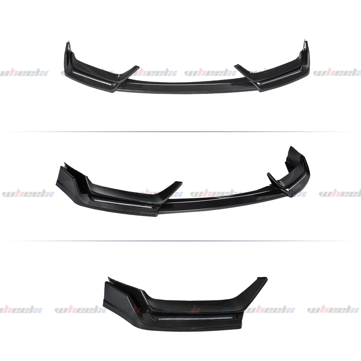 Carbon Fiber Style Front Bumper Lip W/Light Compatible with 2016-2021 Honda Civic Hatchback & Si, Air Dam Spoiler Splitter with LED Daytime Running Lights Fit for 2016 2017 2018 2019 2020 2021