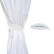 Metal Feather Curtain Tieback with Magnetic Closure – No Installation Needed – White