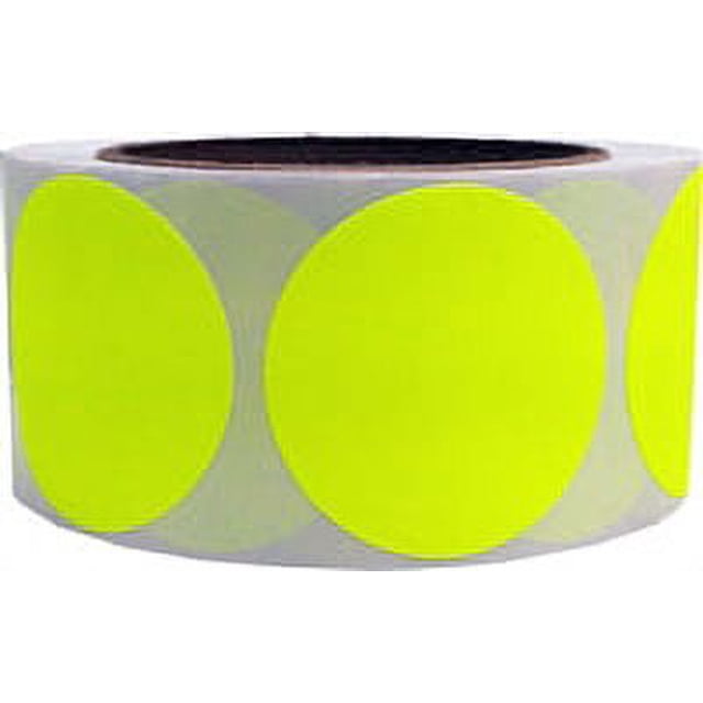 Fluorescent Yellow Circle Dot Stickers | 2.5" Inches Round | 500 Pack