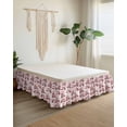 thumbnail image 2 of Red Botanical Wrap Around Bed Skirts for California King Bed 18" Drop,Bed Skirt with Adjustable Elastic Belt Dust Ruffle Bed Valance for Bedroom Hotel Vintage Nature Flower Floral Bed Frame Cover, 2 of 7