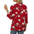 thumbnail image 6 of CYMMPU Tunic Tops V Neck Blouses for Women Dressy Casual Flower Pattern Loose Fit Summer Trendy Shirts 3/4 Sleeve Spring Tops Business Elegant Work Tops T-Shirts Red M, 6 of 6