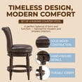 thumbnail image 3 of ROME + OAK Runyan 26" Swivel Counter Stool, Dark Walnut Wood, Vintage Brown Faux Leather, Set of 4, 3 of 13