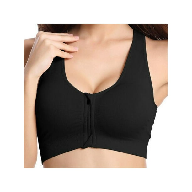 Women's Zip Front Sports Bra Wireless PostSurgery Bra Active Yoga