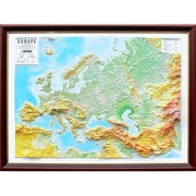44 x 32 in. Europe Raised Relief Map, Framed - Large