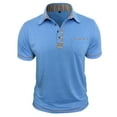 thumbnail image 4 of VBTAPA Polos pour Hommes Manches Courtes T-Shirt à Col Contrasté Mode Décontractée Bleu Clair TTTG, 4 of 8