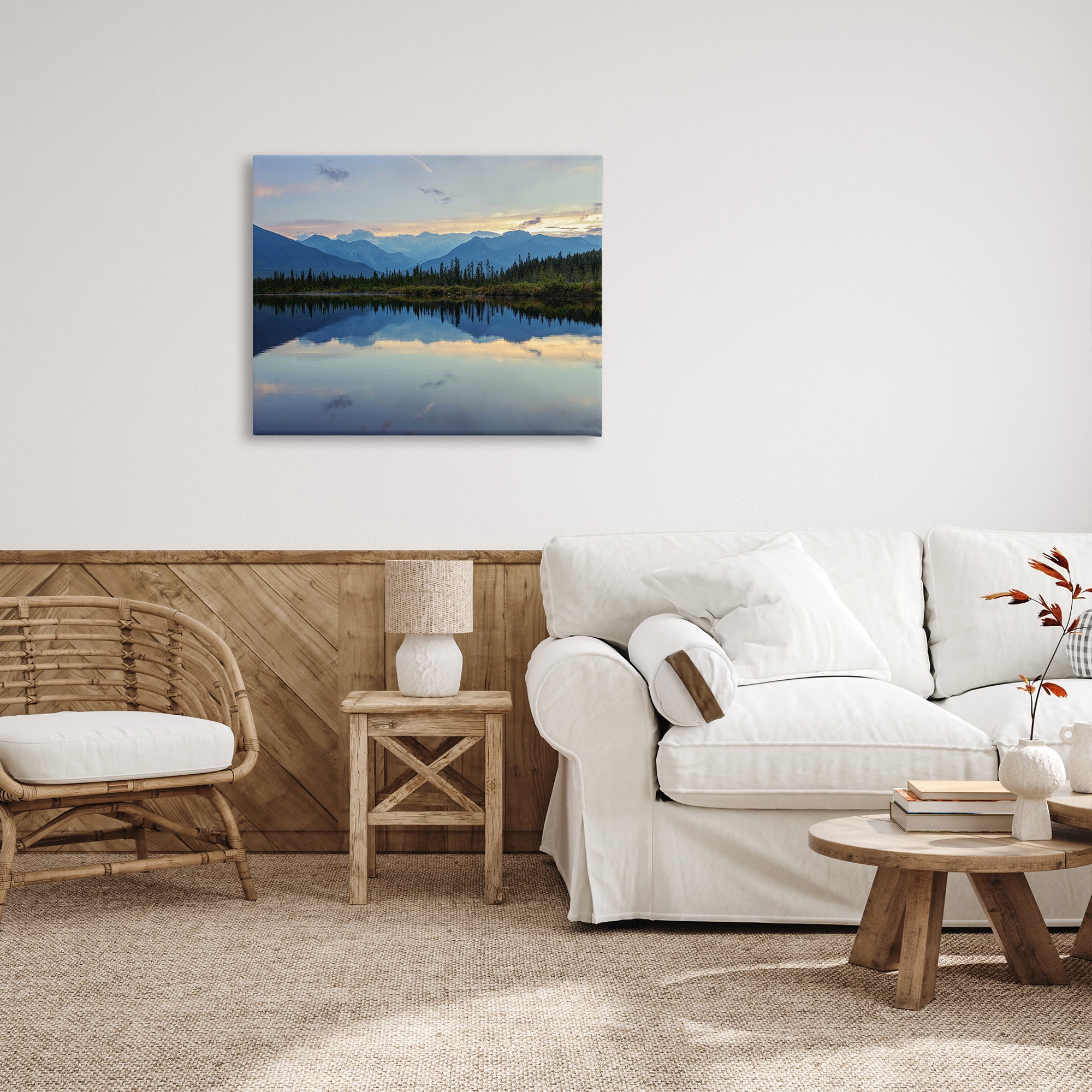 Stupell Industries Mountain Clouds Reflection Landscape Photography Gallery Wrapped Canvas Art Print Wall Art, 40 x 30