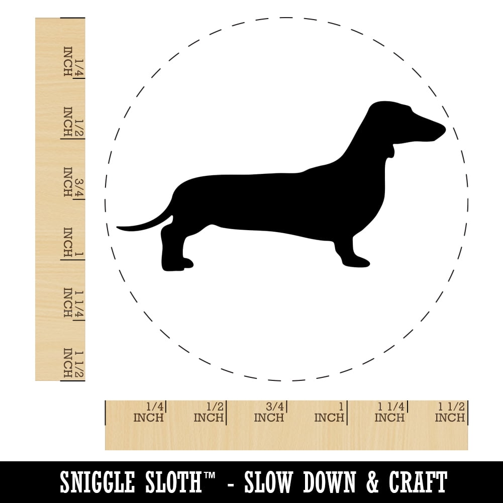 Smooth Haired Dachshund Dog Solid Self-Inking Rubber Stamp Ink Stamper - Blue Ink - Large 1-1/2 Inch