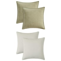 Unique Bargains 4 Pcs Soft Chenille Pillow Covers White/Light Green