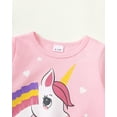 thumbnail image 4 of 4T Baby Girls Outfits 5T Girls Fall Winter Pant Sets Toddler Girls Long Sleeve Unicorn Print Top Jeans Pants 2PCS Set Pink, 4 of 8