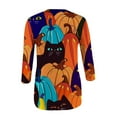 thumbnail image 4 of Hauts pour Femmes Chic Décontracté 2023 Impression d'Halloween Chandail à Enfiler Col Rond Manches 3/4 T-Shirt Hauts Costumes d'Halloween pour Femmes en Liquidation, 4 of 5