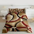 thumbnail image 2 of Manfei Vintage Geometric Stripe Queen Comforter Set,Modern Abstract Art Bedding Sets,Brown Red Black Bedding Comforter Set For Men Women,Super Cozy Room Decor Reversible,3 Pieces, 2 of 8