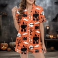 thumbnail image 5 of MuXiKeJi Clothes Halloween Pajamas Women,Fall Cute Pumpkin Ghost Print Pjs Short Sleeve Button Shirts and Shorts Pajamas Sets,Womens Halloween pjs, 5 of 9