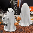 thumbnail image 3 of Figura de resina de fantasma espeluznante de Halloween con calabaza y abrazado para fiesta, hogar, dormitorio, estante, mesa., 3 of 5
