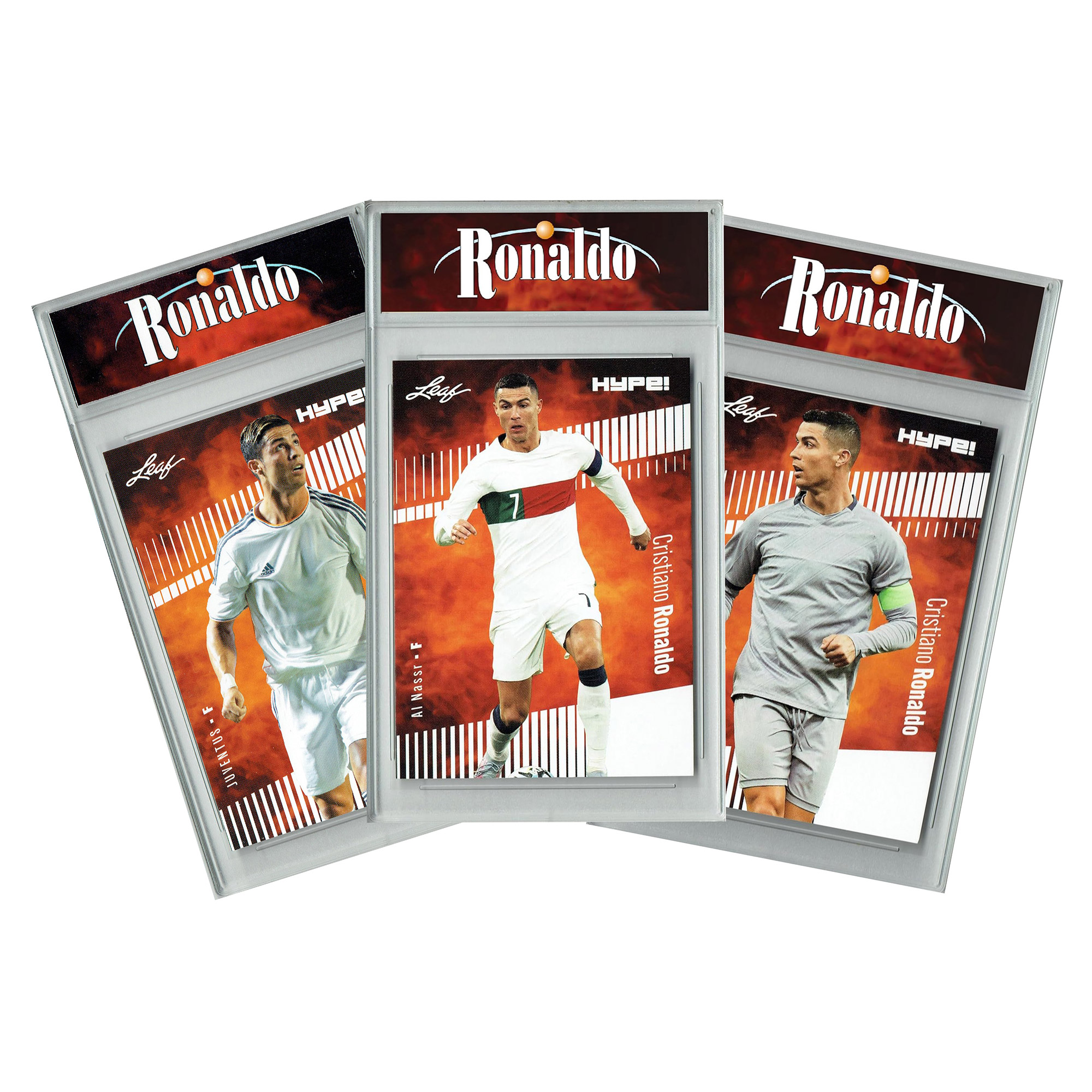 3-Card Lot Certified Mint+ Cristiano Ronaldo 2020-23 Leaf Hype! Rare Trading Card Lot Portugal, Juventus, & Al Nassr