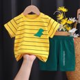 thumbnail image 2 of KPOPLK Kids Summer Outfits Set Baby Boys Short Sleeve Crewneck T-Shirt with Fun Print and Matching Shorts 2 Piece Clothing 1-5 Years Size 4-5 Years,Yellow, 2 of 4