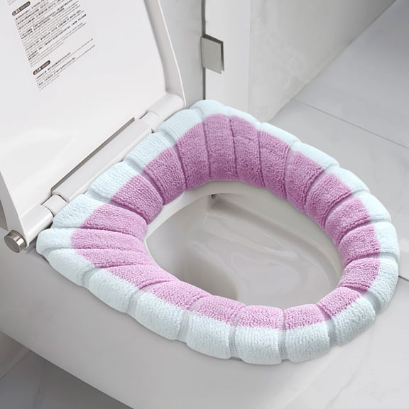 YHAICO Winter Thickened Toilet Seat Toilet Seat Covers Disposable Color Contrast Toilet Cushion Knitted Toilet Cover Winter Warm Toilet Seat Household Toilet Cushion