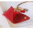 thumbnail image 4 of Small and Cute New Solid Color Portable Coin Change Leather Coin Purse Triangular Wallet Storage Bag RED, 4 of 8