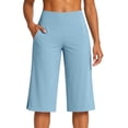 thumbnail image 6 of Dressy Capri Pants for Women Stretch High Waisted Crop Work Pants Summer Casual Capris Slacks Yoga Trousers Dress Pant Light Blue S, 6 of 7
