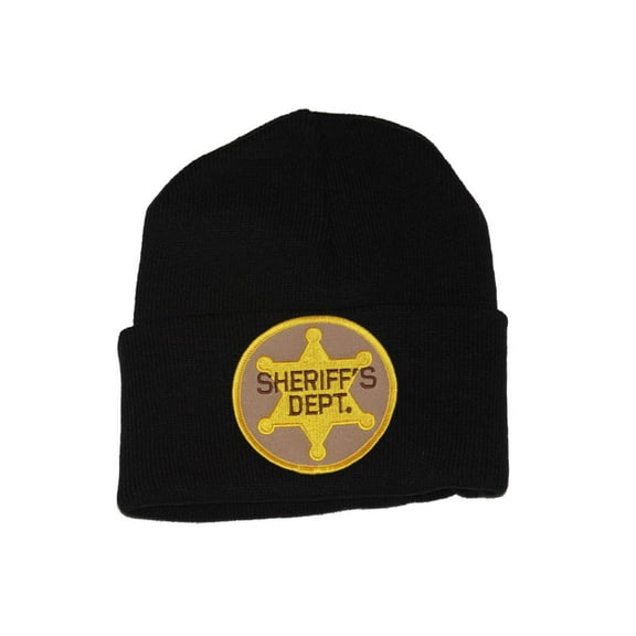 3D Patch Embroidery Law Enforcement Black Cuff Beanie, Sheriff's Dept.