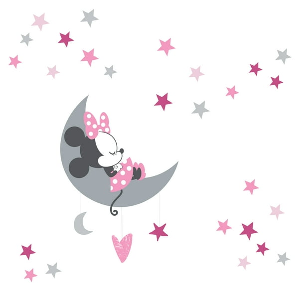 Disney Baby Minnie Mouse Pink Gray Celestial Wall Decals By Lambs Ivy Com - Minnie Mouse Wall Decals For Baby