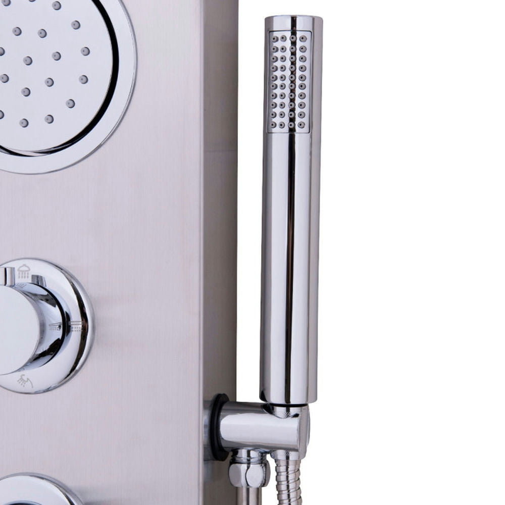 Finihen Shower Panel, Shower Panel Tower System, 57 Inch Stainless Steel Massage Jets Hand Shower Shower Panel, Silver Finihen Shower Panel, Shower Panel Tower System, 57 Inch Stainless Steel Massage Jets Hand Shower Shower Panel, Silver