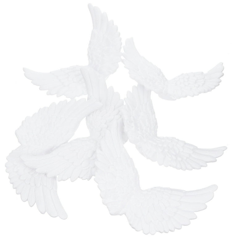 24pcs Plastic Angel Wings for Crafts,Mini 3D White Angel Wing Ornament  Patches