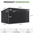 thumbnail image 2 of BaPiPro 12' x 8' Metal Outdoor Storage Shed, Tool Shed with Triple Lockable Door & Sloped Roof for Backyard & Patio, Black, 2 of 8