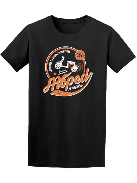Moped Motorcycle Orange Design T-Shirt Men -Image by Shutterstock, Male XX-Large