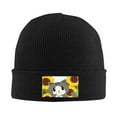 thumbnail image 2 of ZICANCN Sunflower Garden Cat Knit Beanie Hat, Winter Cap Soft Warm Classic Hats for Men Women, Black, 2 of 8