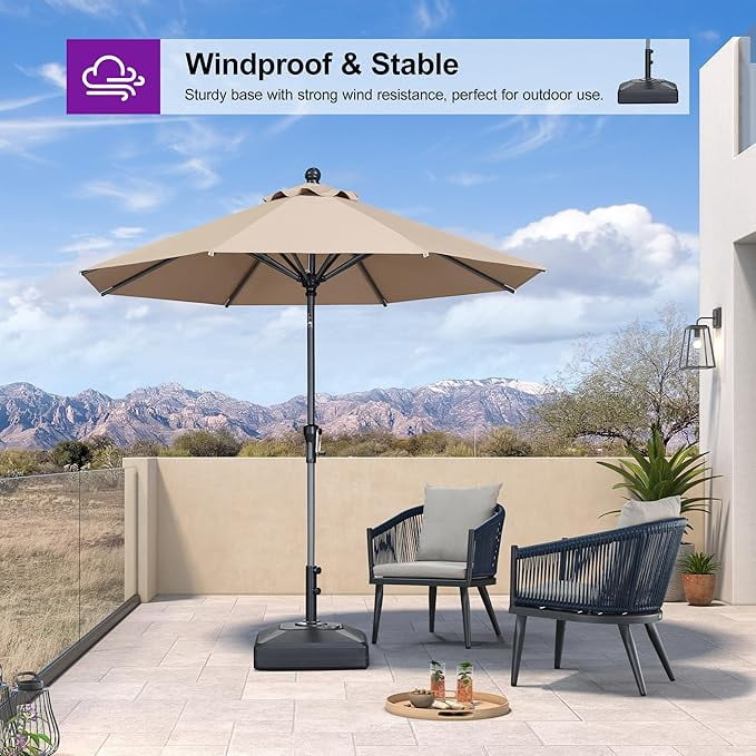 PURPLE LEAF Patio Market Umbrella Base 115 lbs Load Capacity with Casters Filled with Sand & Water Outdoor Table Umbrellas Stand