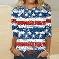 thumbnail image 2 of LYXSSBYX 4th of July Outfits for Women Women's Fashion Printed T-Shirt 3/4 Sleeves Blouse Round Neck Casual Tops, 2 of 5