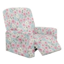 Renewold Cherry Blossom Stretch Recliner Cover Universal 4 Pieces Recliner Sofa Cover Stay in Place Soft Furniture Protector Home Decor for Pets, Dogs, Cats, Kids