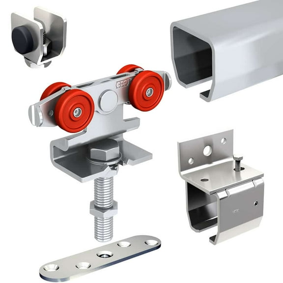 Sliding exterior door hardware kit - 76-inch galvanized steel track for 1 door up to 1-1/16" thick and 130lbs - SLID'UP 2000