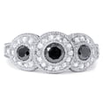 thumbnail image 2 of Pompeii3  1 1/2Ct Vintage Black Diamond 3-Stone Ring 14k White Gold (G/H,I1-I2), 2 of 6
